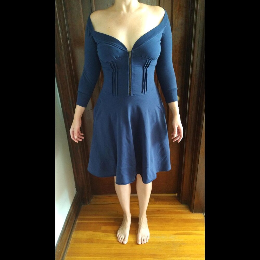 Fornarina Blue 3/4 Sleeve Dress w/ Pockets NWOT